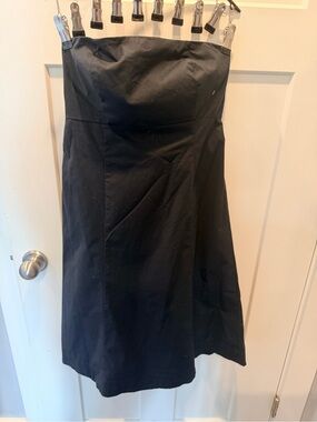 GAP Size 8 Black Strapless A-Line Midi Dress Classic Cocktail Party Dress